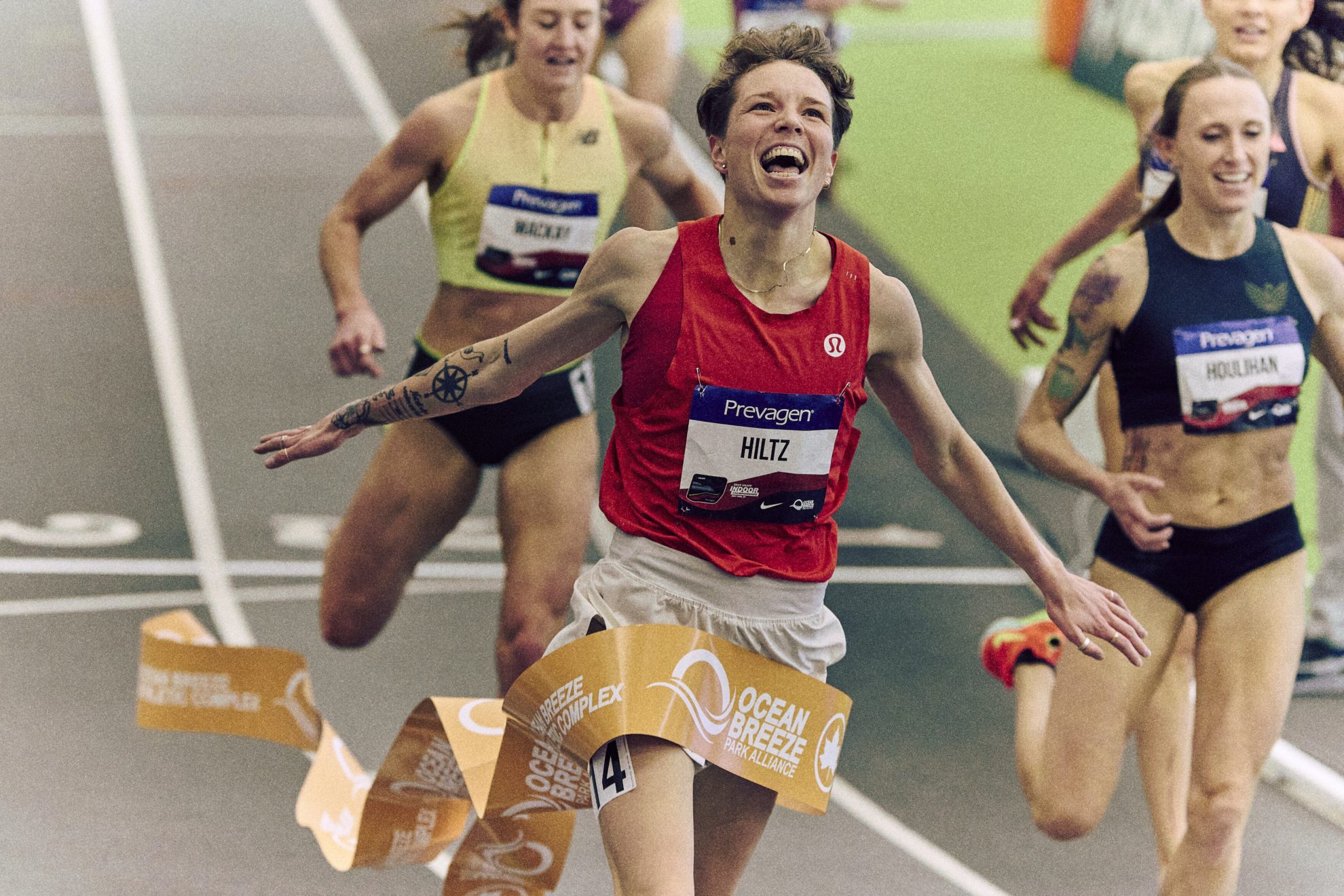 05 Nikki Hiltz finish line tape grin 2024-JKH-USATFIndoors-Feb 22 2025-0076