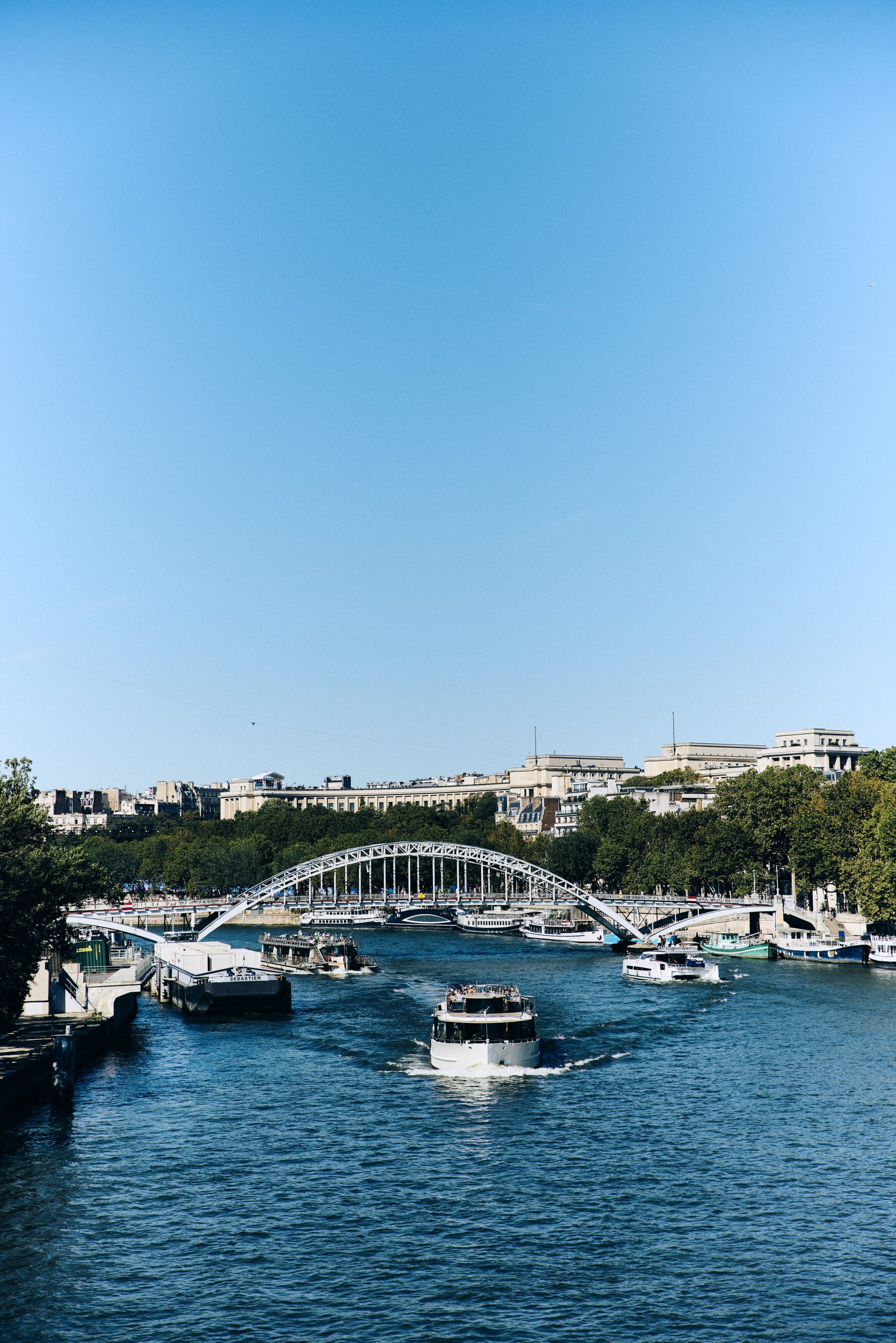 River Seine boat and bridge