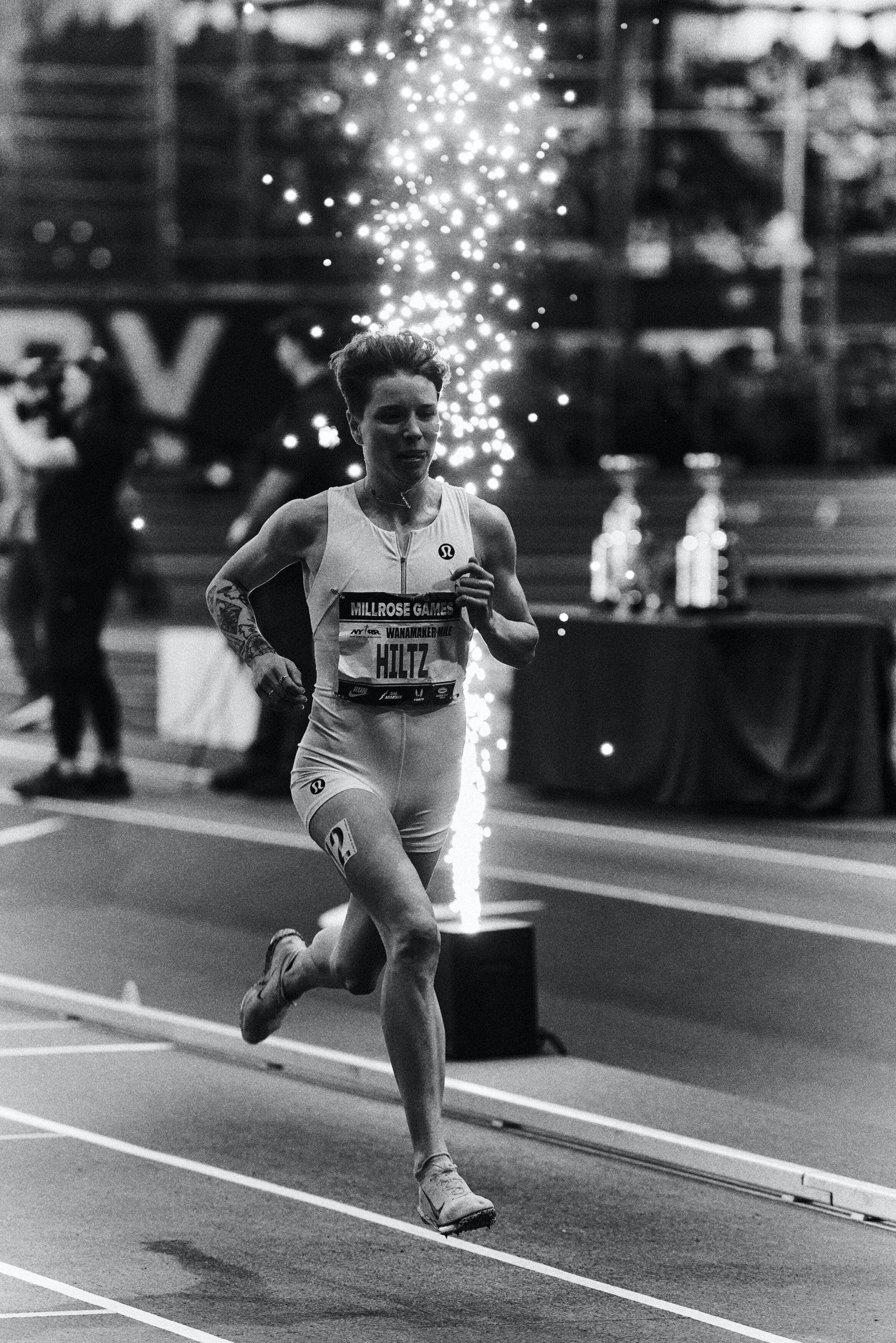 15 Nikki Hiltz fireworks B&W Wanamaker mile