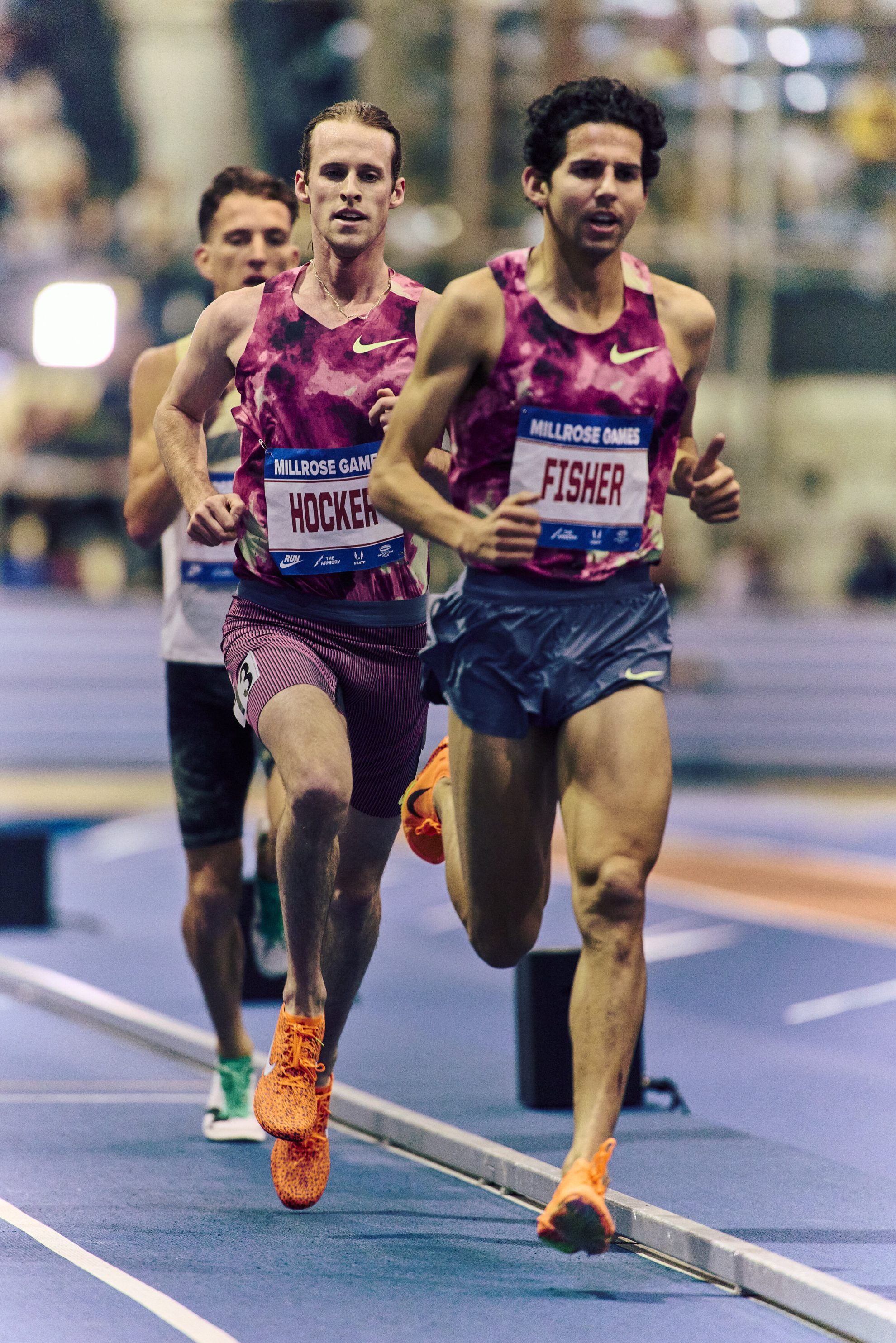 06 Grant Fisher leading Cole Hocker M 3000m