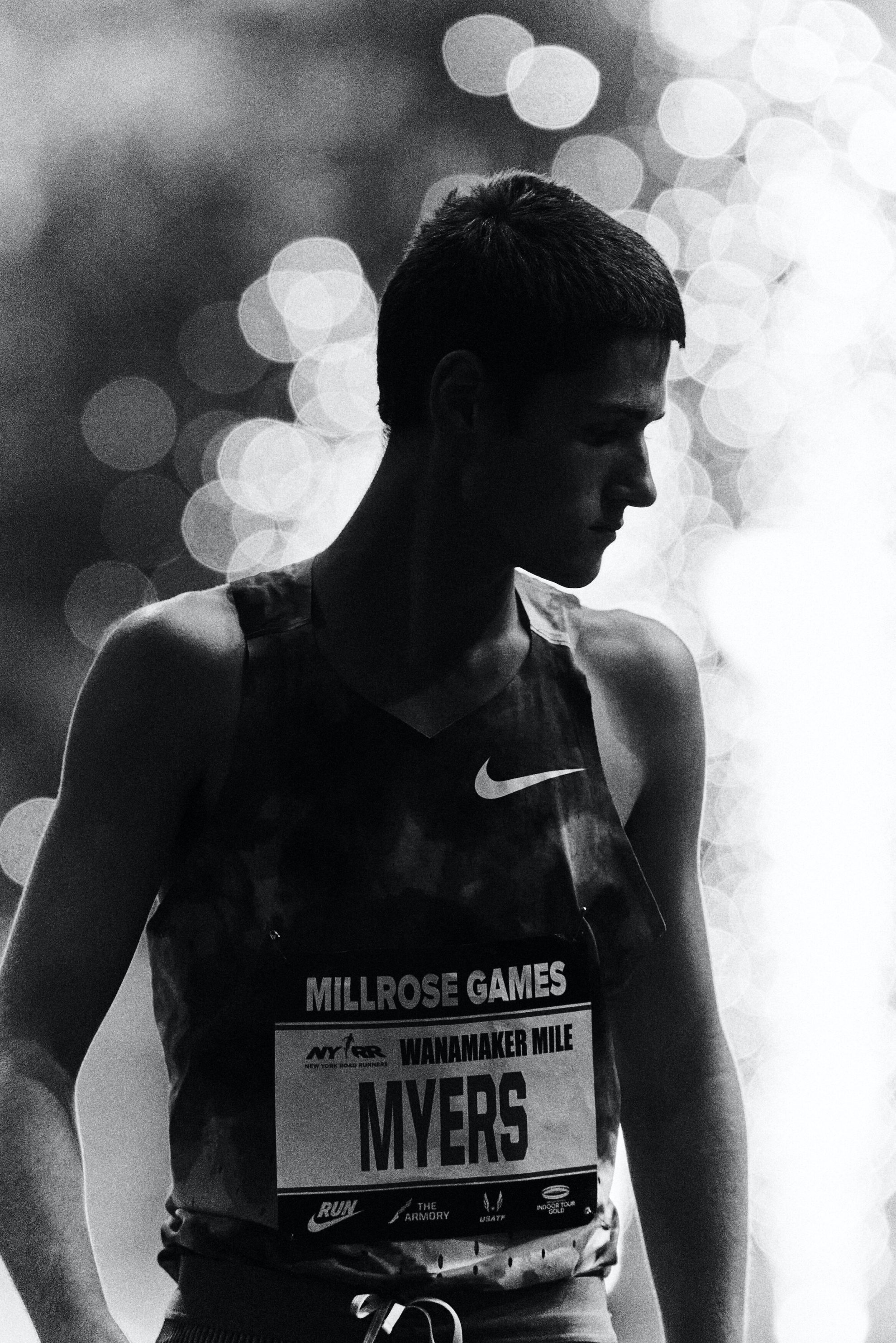 05 M Wanamaker Mile Cameron Myers fireworks B&W silhouette Wanamaker Mile