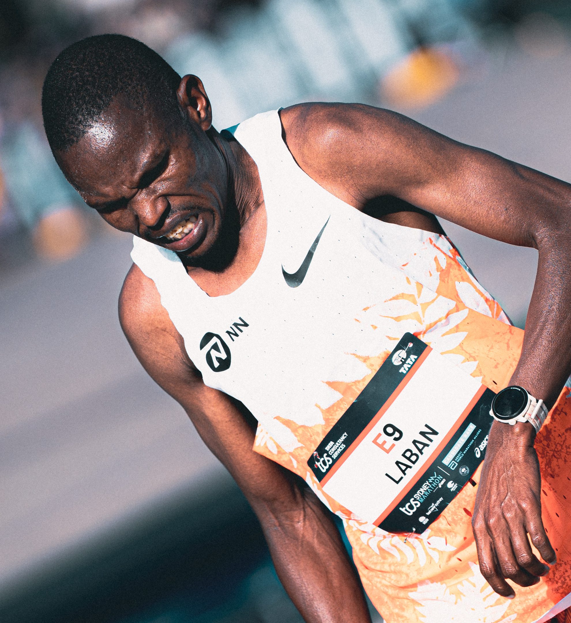 19 Laban Korir pained look